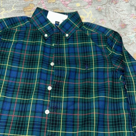 Ralph Lauren green plaid button down sz 10/12 - Picture 2 of 3